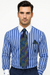 Royal Blue Stripe Colorful Men's Dress Shirt - Striped Dress Shirt - Mens Pinstripe Dress Shirt