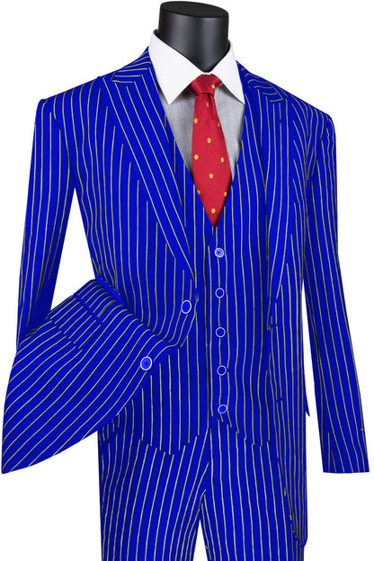 Mens Vested Gangster Pinstripe 1920's Suit in Burgundy Modern Fit