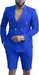 Mens Suits With Shorts - Double breasted Style Royal Blue With Gold Buttons