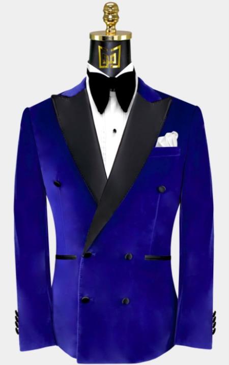 Double Breasted Tuxedo - Velvet Tuxedo Dinner Jacket In Black - Navy - Emerald Green - Burgundy - Image 4
