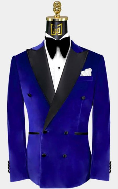 Double Breasted Tuxedo - Velvet Tuxedo Dinner Jacket In Black - Navy - Emerald Green - Burgundy - Image 4