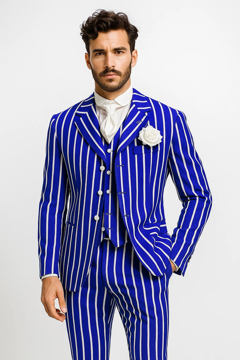 Royal Blue and White Pinstripe