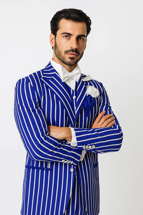 Royal Blue and White Pinstripe