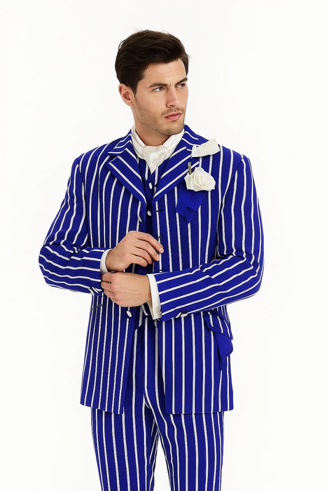 Royal Blue and White Pinstripe