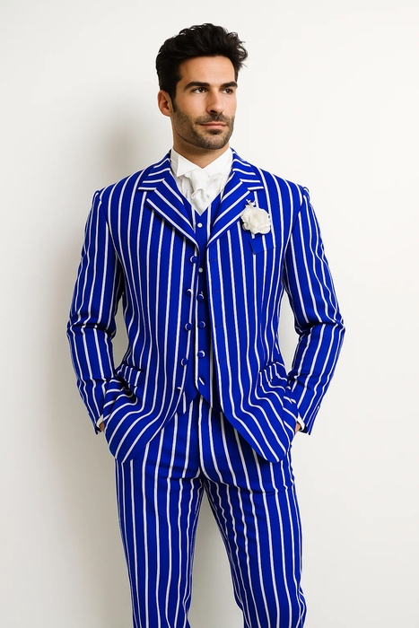 Royal Blue and White Pinstripe