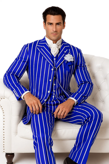 Royal Blue and White Pinstripe