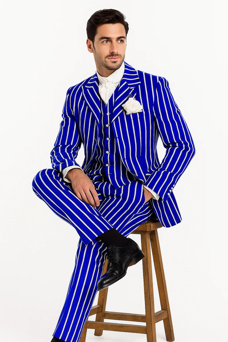 Royal Blue and White Pinstripe