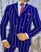 Mens Double Breasted Gangster Pinstripe Six Button Suit in Black - Men's Tuxedo USA