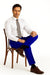 Soft cotton Stage Party classic flat-front Regular Rise Slacks - Royal Blue pants