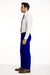 Soft cotton Stage Party classic flat-front Regular Rise Slacks - Royal Blue pants