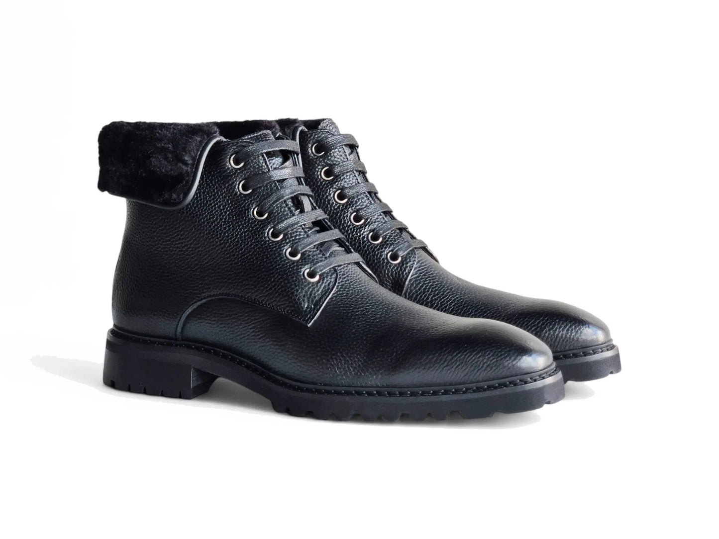 Carrucci Rugged Leather Boot with Faux Shearling