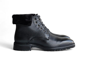 Carrucci Rugged Leather Boot with Faux Shearling