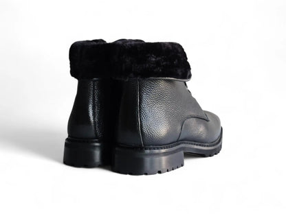 Carrucci Rugged Leather Boot with Faux Shearling