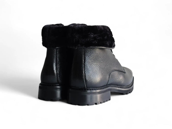 Carrucci Rugged Leather Boot with Faux Shearling