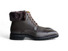 Rugged Leather Boot with Faux Shearling
