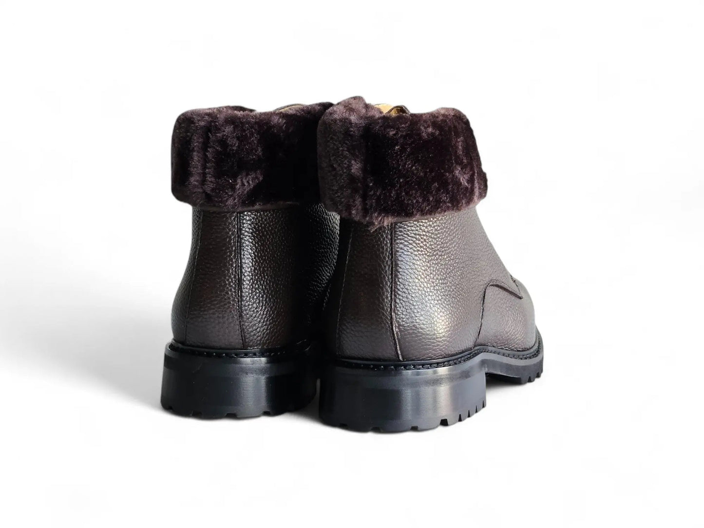 Carrucci Rugged Leather Boot with Faux Shearling
