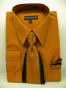 Affordable Clearance Cheap Mens Dress Shirt Sale Online Trendy - Rust Tie Set Men's Dress Shirt