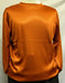 Rust Shiny Long Sleeve Mock Neck Shirt For Men