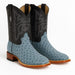Men's Los Altos Ostrich Skin Wide Square Toe Boots - Rustic Blue