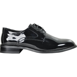 Bravo Mens Plain Round Toe Shiny Patent Tuxedo Shoe in Black