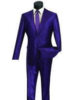 Mens Modern Fit Shiny Sharkskin Suit in Purple - Men's Tuxedo USA