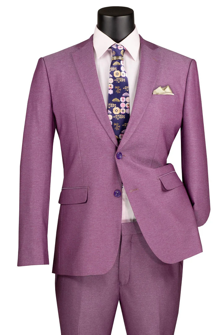 Mens Easter Suit - Jacket and Pants in Summer Color Light Purple Textured Light Weight Modern Fit
