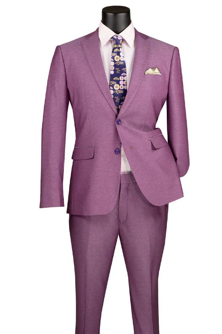 Mens Easter Suit - Jacket and Pants in Summer Color Light Purple Textured Light Weight Modern Fit