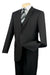 Mens Modern Fit 2 Button No Pleated Flat Front Pants Pinstripe Suit in Black