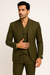 Tiglio Rosso Suit  - Classic Fit Athletic Cut 100% Wool Super 150s Italian Fabric Peak Lapel in Color Olive