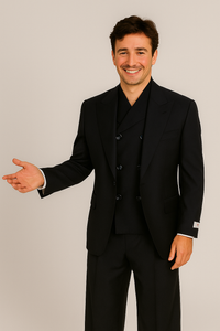 Tiglio Rosso Suit  - Classic Fit Athletic Cut 100% Wool Super 150s Italian Fabric Peak Lapel in Color Navy