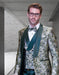 Statement Men's Hunter Green Patterned Vested Tuxedo with Bowtie