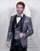 Statement Men's Black Patterned Vested Tuxedo with Bowtie
