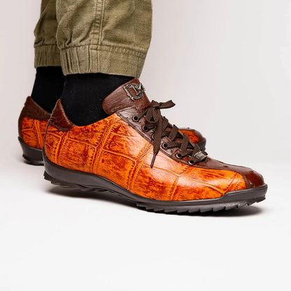 Marco Di Milano Saulo Men's Shoes Brandy & Brown Exotic Ostich / Alligator Casual Sneakers - Image 9