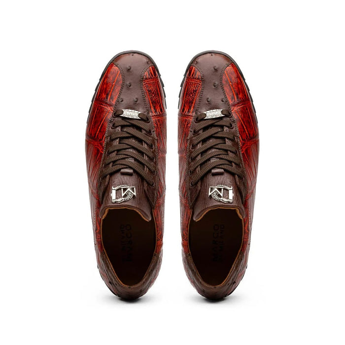 Marco Di Milano Saulo Men's Shoes Cognac Exotic Ostich / Alligator Casual Sneakers - Image 2