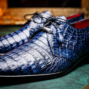 Marco Di Milano Lacio Men's Shoes Navy Exotic Crocodile Derby Oxfords