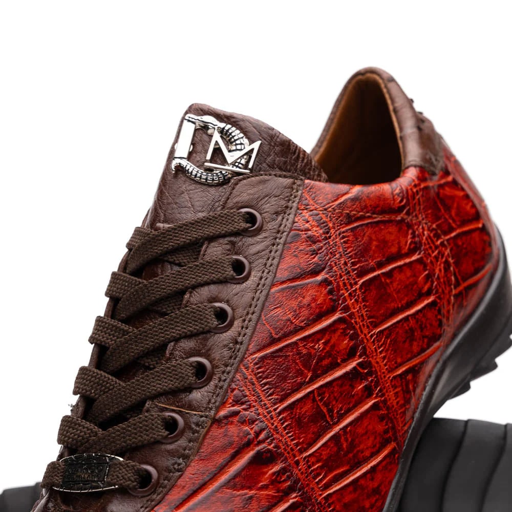 Marco Di Milano Saulo Men's Shoes Cognac Exotic Ostich / Alligator Casual Sneakers - Image 6