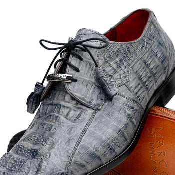 Marco Di Milano Tulum Men's Shoes Gray Exotic Crocodile Derby Oxfords - Image 5