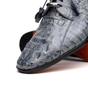 Marco Di Milano Tulum Men's Shoes Gray Exotic Crocodile Derby Oxfords - Image 6