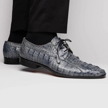 Marco Di Milano Tulum Men's Shoes Gray Exotic Crocodile Derby Oxfords - Image 4