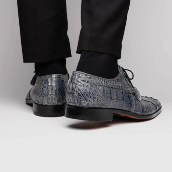 Marco Di Milano Tulum Men's Shoes Gray Exotic Crocodile Derby Oxfords - Image 7