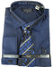 SKU#JA4182 Navy Colorful Men's Dress Shirt