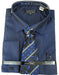 SKU#JA4182 Navy Colorful Men's Dress Shirt