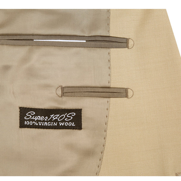 Renoir Clothing - Renoir Suit - Renoir Fashion - Super 140s Wool Two Button Slim Fit Tan Renoir Suit