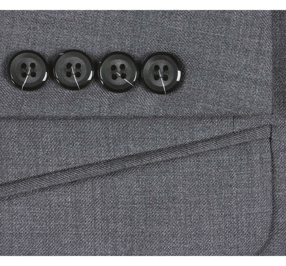 Renoir Clothing - Renoir Suit - Renoir Fashion - Super 140s Wool Two Button Slim Fit Dark Grey Renoir Suit