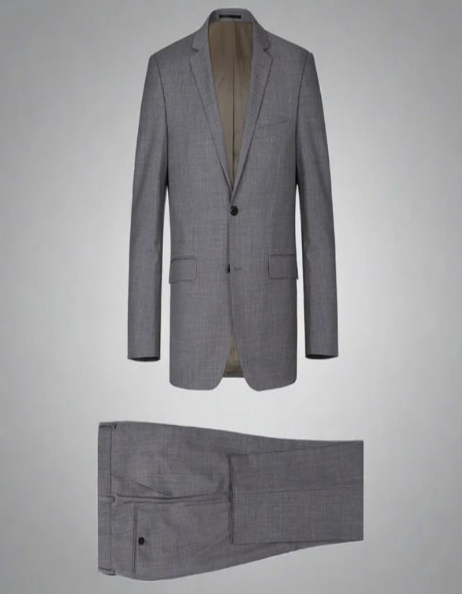 Renoir Clothing - Renoir Suit - Renoir Fashion - Super 140s Wool Two Button Slim Fit Dark Grey Renoir Suit