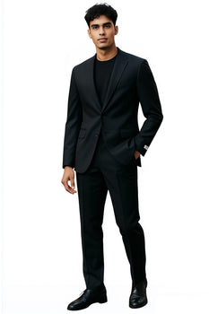Men's Stacy Adams Basic Slim Fit Wedding & Business Suit in Black - Image 2