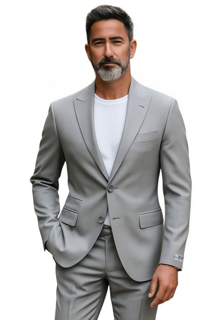Men's Stacy Adams Basic Slim Fit Wedding & Business Suit in Light Grey