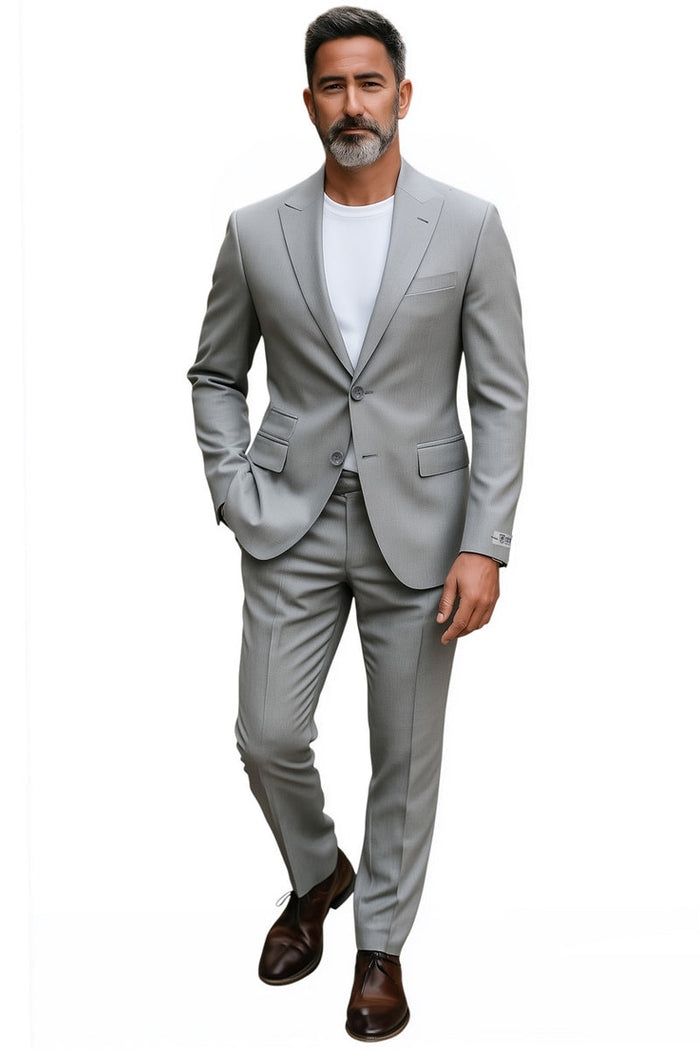 Men's Stacy Adams Basic Slim Fit Wedding & Business Suit in Light Grey - Image 2