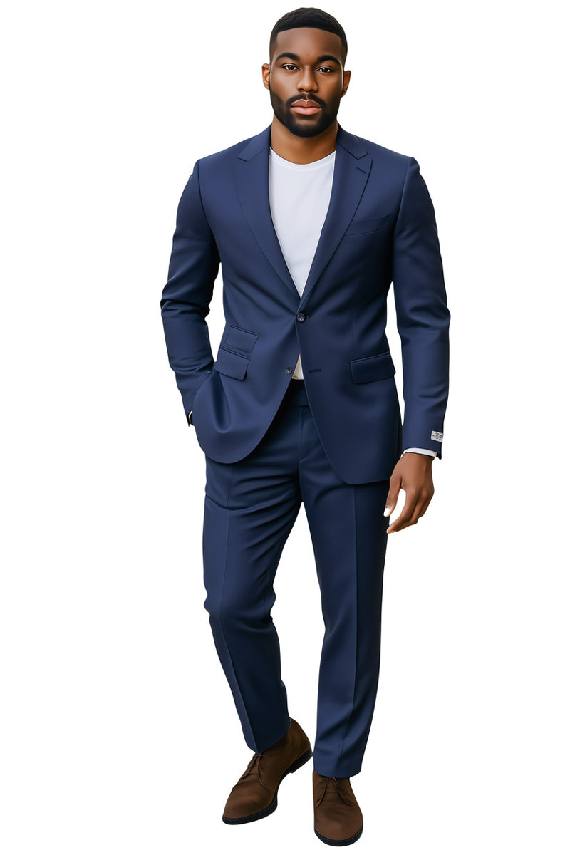 Men's Stacy Adams Basic Slim Fit Wedding & Business Suit in Navy Blue - Image 2