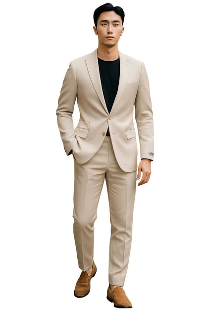 Men's Stacy Adams Basic Slim Fit Wedding & Business Suit in Tan - Image 2